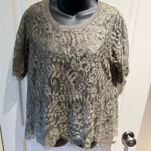 Chic Lace Blouse - olive green silk falcon and bloom. Anthropologie